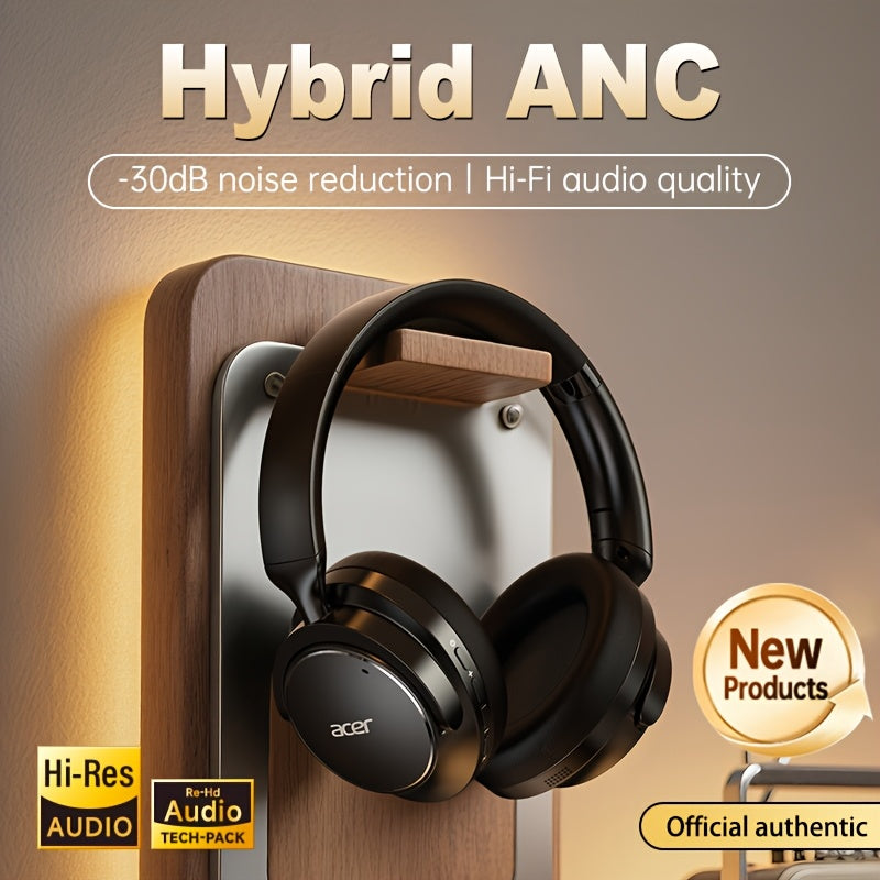 Acer Ohr560 Over-Ear Wireless Headphones with ANC Noise Cancellation, Full-Coverage Ear Design, Foldable, Built-In Microphone, Hi-Fi Stereo Sound, HD ENC Call Noise Reduction, Compatible with 3. 5mm Audio Cable, Ideal for Work, Travel, And Gaming Use