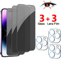 [6-Pack]3 Privacy Screen Protectors + 3 Camera Lens Protectors | Fits for iphone 11, 12/13/14/15/16 Pro/Pro Max & Plus Models | Full-Coverage Anti-Spy Design | 9H Tempered Glass With Edge Protection | Easy, Bubble-Free Installation | Anti-Peep
