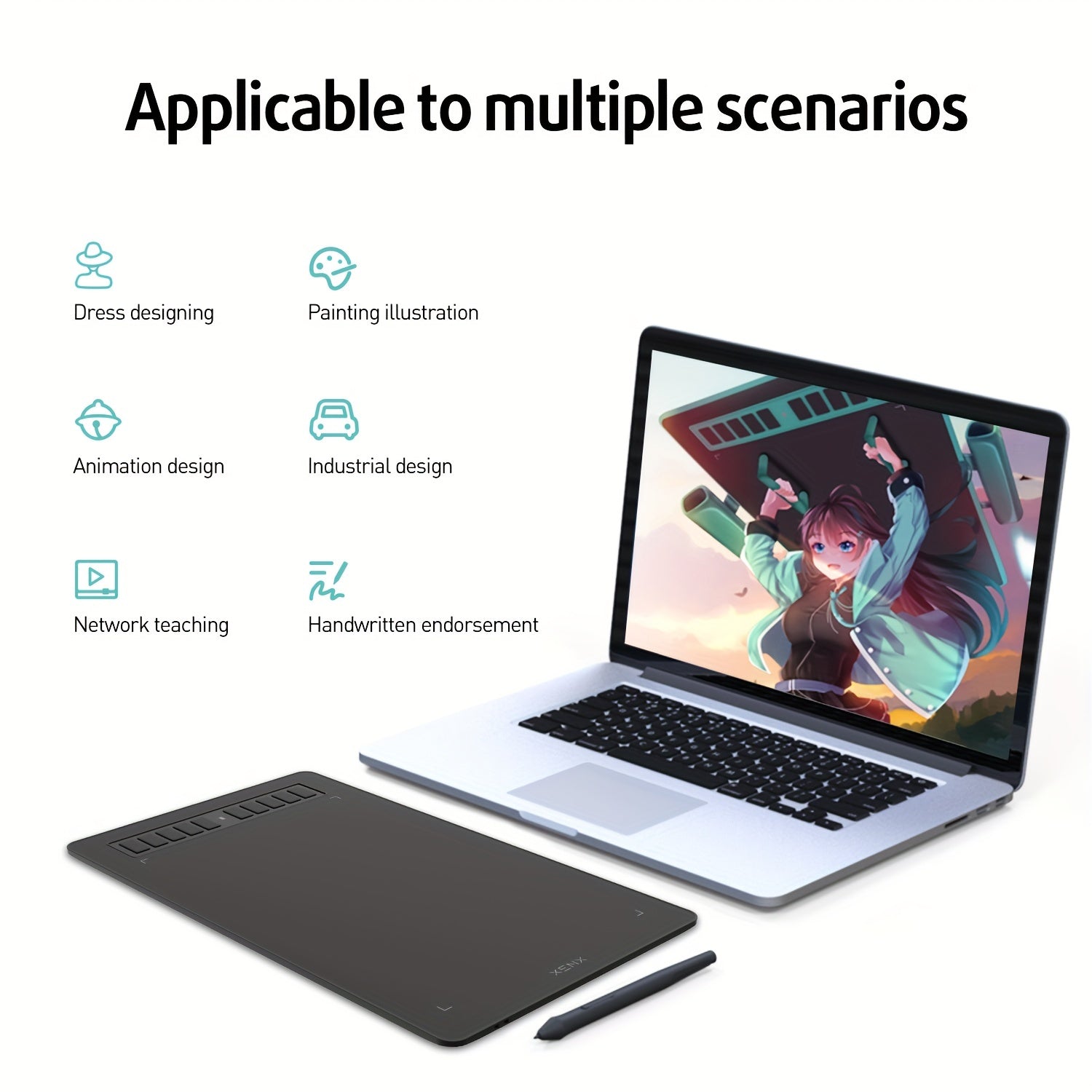 XENX P3-1060B Graphic Drawing Tablet, Featuring a Large 10 X 6.22 Inch Surface, Comes with 10 Hotkeys, a Passive And Battery-Free Stylus, And Offers 8192 Pressure Sensitivity Levels. It Is Compatible with Mac, Windows Pcs, And Android