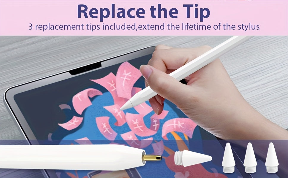 Magnetic Wireless Charging Pencil 2nd Generation for iPad 2018-2023 Model Compatible with Pro11in 1/2/3/4, Pro 12.9in 3/4/5/6, Air 3/4/5, Mini 5/6, iPad 6/7/8/9/10 Student Gift Idea
