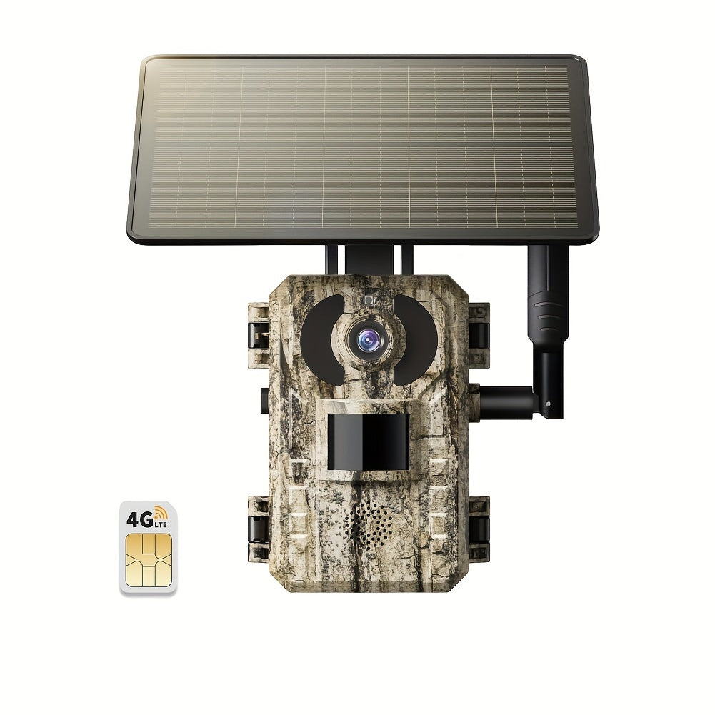 4pcs 4G LTE Cellular Trail Cameras with Ultra-HD Live View, Automatic Night Vision, A Built-in SIM Card, Remote Phone Access, 0.2s Motion Activation, And A Solar Panel for Use In Areas Without WiFi Signals. IP65 Waterproofing Makes Them Ideal for Hunting
