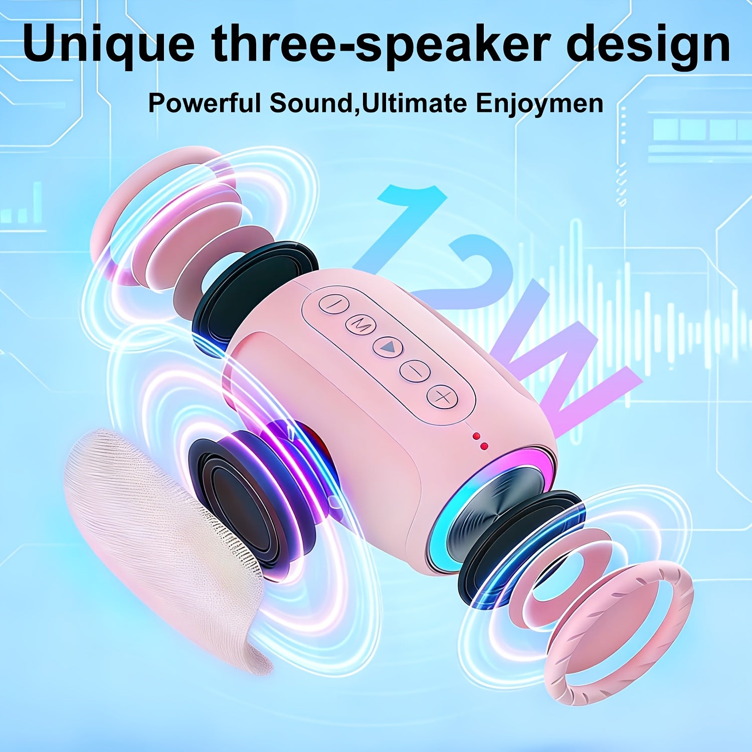 Foubeak Wireless Speaker, A Portable Speaker With Exceptional Sound Quality, A Pink Speaker With Colored Lights, A Dual-speaker Speaker, A Perfect Christmas Gift.