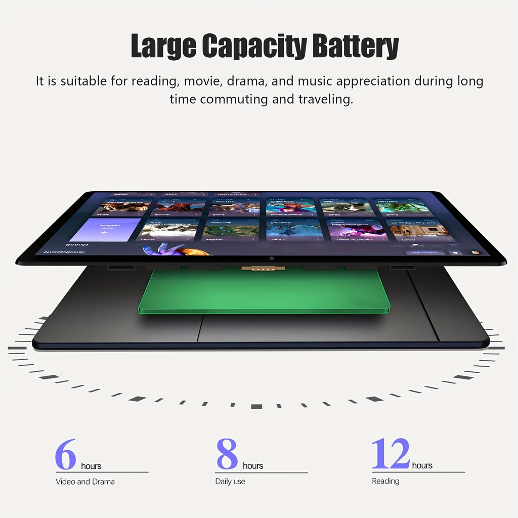 [Android 2-in-1 Tablet] Android 2-in-1 Tablet, 10. 1-inch, Running the Latest Android 15 System, 32GB Storage Expandable up to 1TB, 8GB RAM with 3GB+5GB Expandable Memory, Available with Keyboard, Protective Case, Mouse, and Stylus Pen, 6000mAh Battery, D