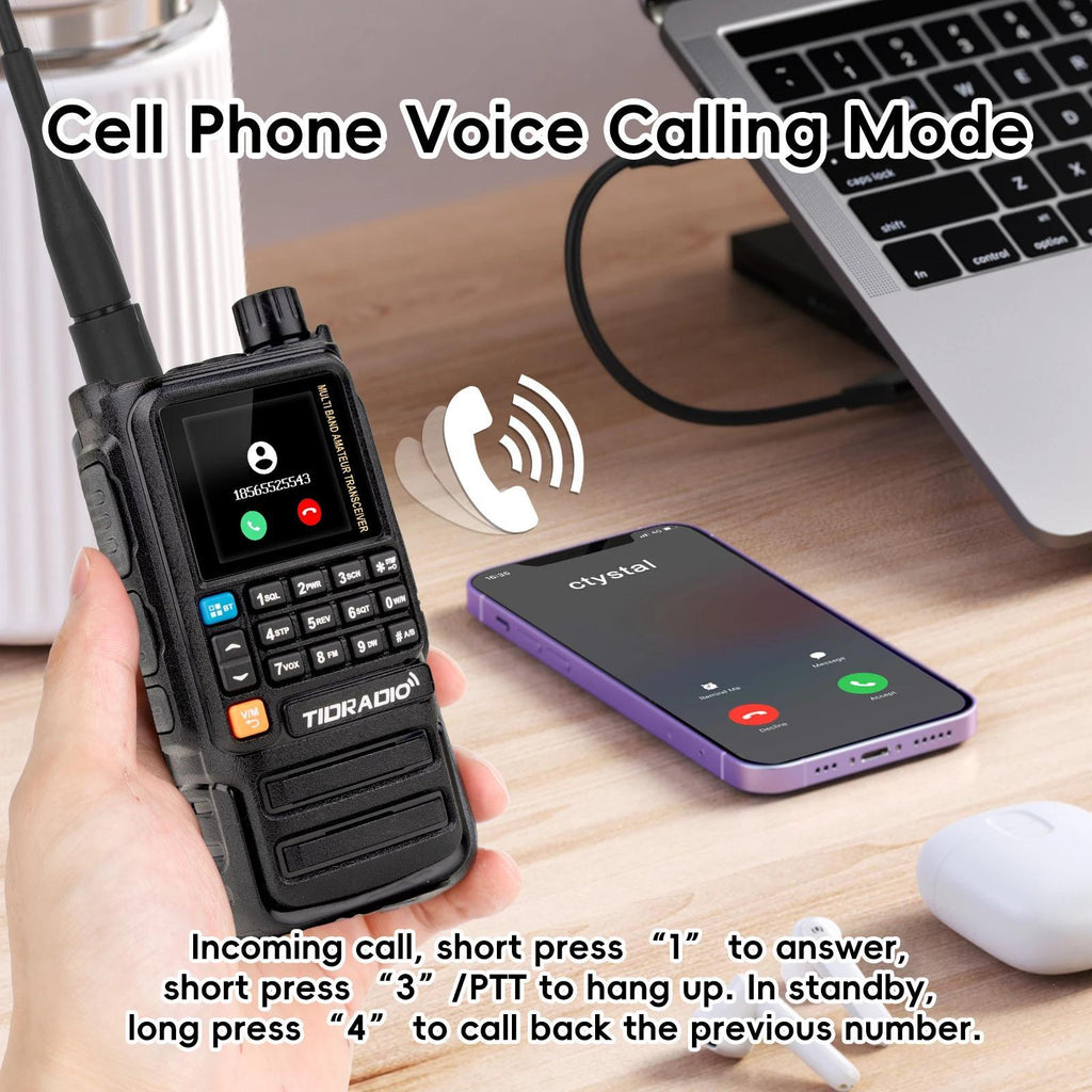 [Camping Emergency] Tidradio H3 Plus | Ham Radio Multi-Band Two-Way Radios With Am/ Fm & Wireless Headset Compatibility | 5000Km Long Range Walkie Talkies For Camping & Emergency