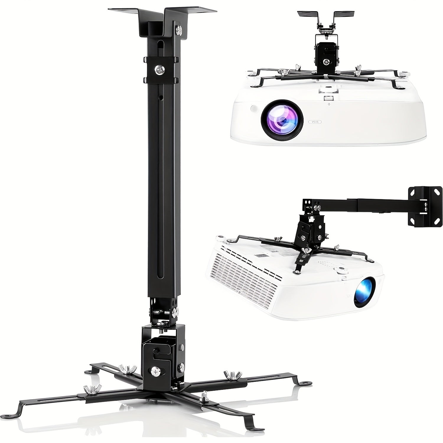 Ceiling Mounted Projector Bracket, Compatible with General Projectors, LCD/DLP Projector Bracket, with Adjustable Angle Height And Extendable Arm - 40 Pound Load High-Quality Projector Hanger