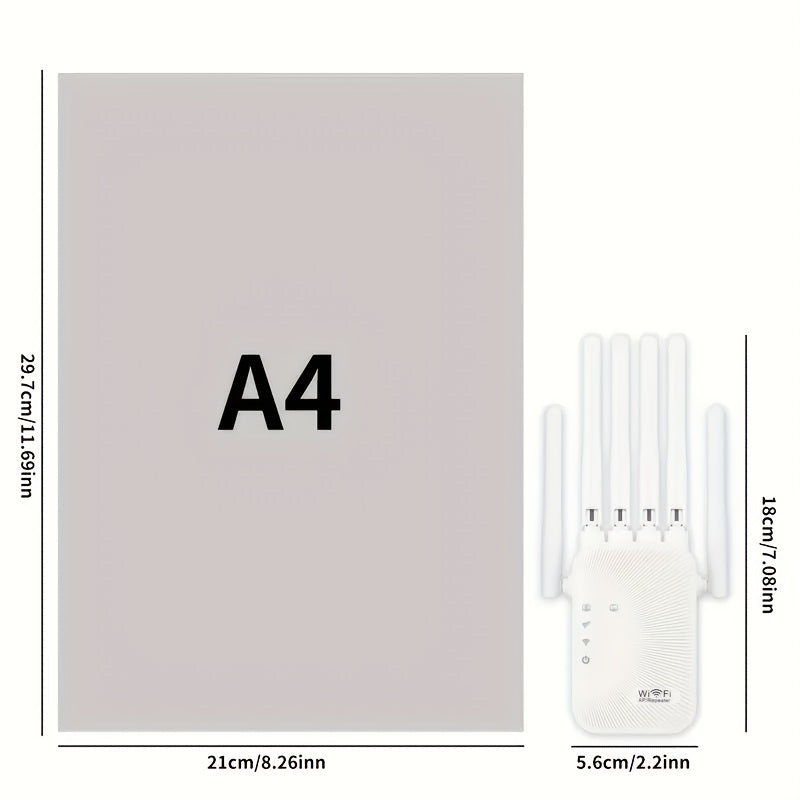 6-Antenna Wifi Range Extender, High-Speed Wireless Signal Intensifier Repeater with Ethernet Port, Plug And Play, Easy to Set, 8500 Square Foot Wide Coverage Wireless Internet Amplifier, Suitable for Home, Office, Online Games
