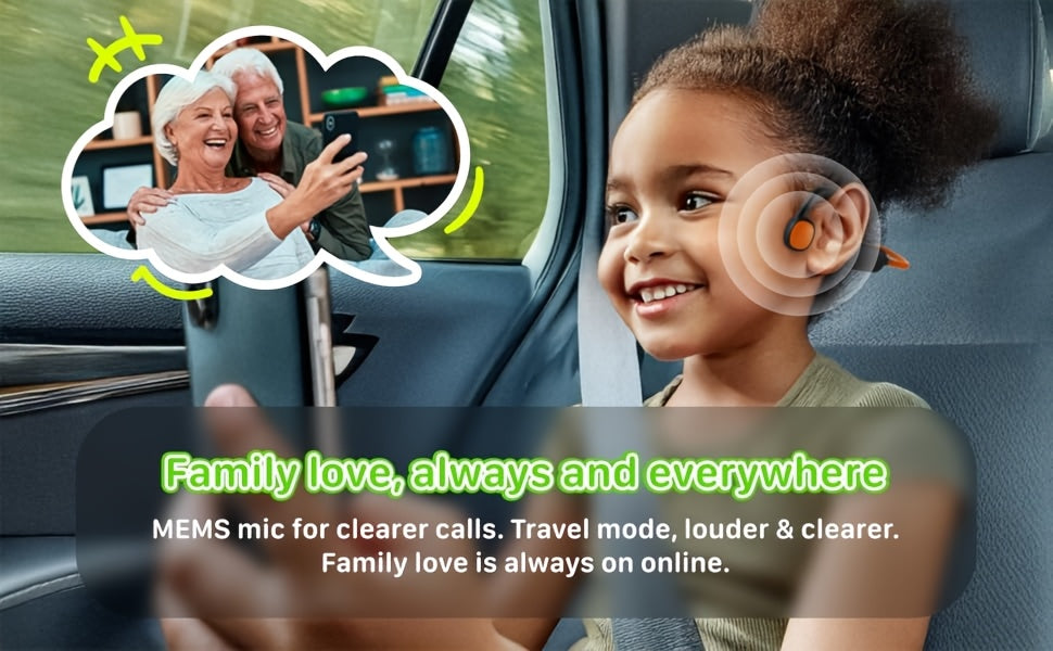 Kids Headphones, Air Conduction Open Ear Headphones, Stereo Sound with Mic, 20H Playtime, Perfect for School And Outdoor Activities
