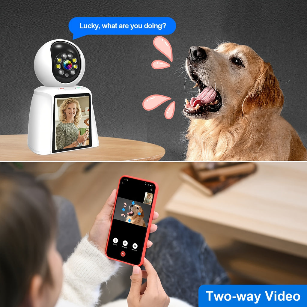 3 Inch Screen Pet Camera Smart Home Video Calling, Baby Kids Monitor Cameras WiFi for Home Security Indoor, Cat Dog Camara De Segurida Smartphone 2 Way Talk, 24/7 Recording, Motion Sensor Detection with Speaker