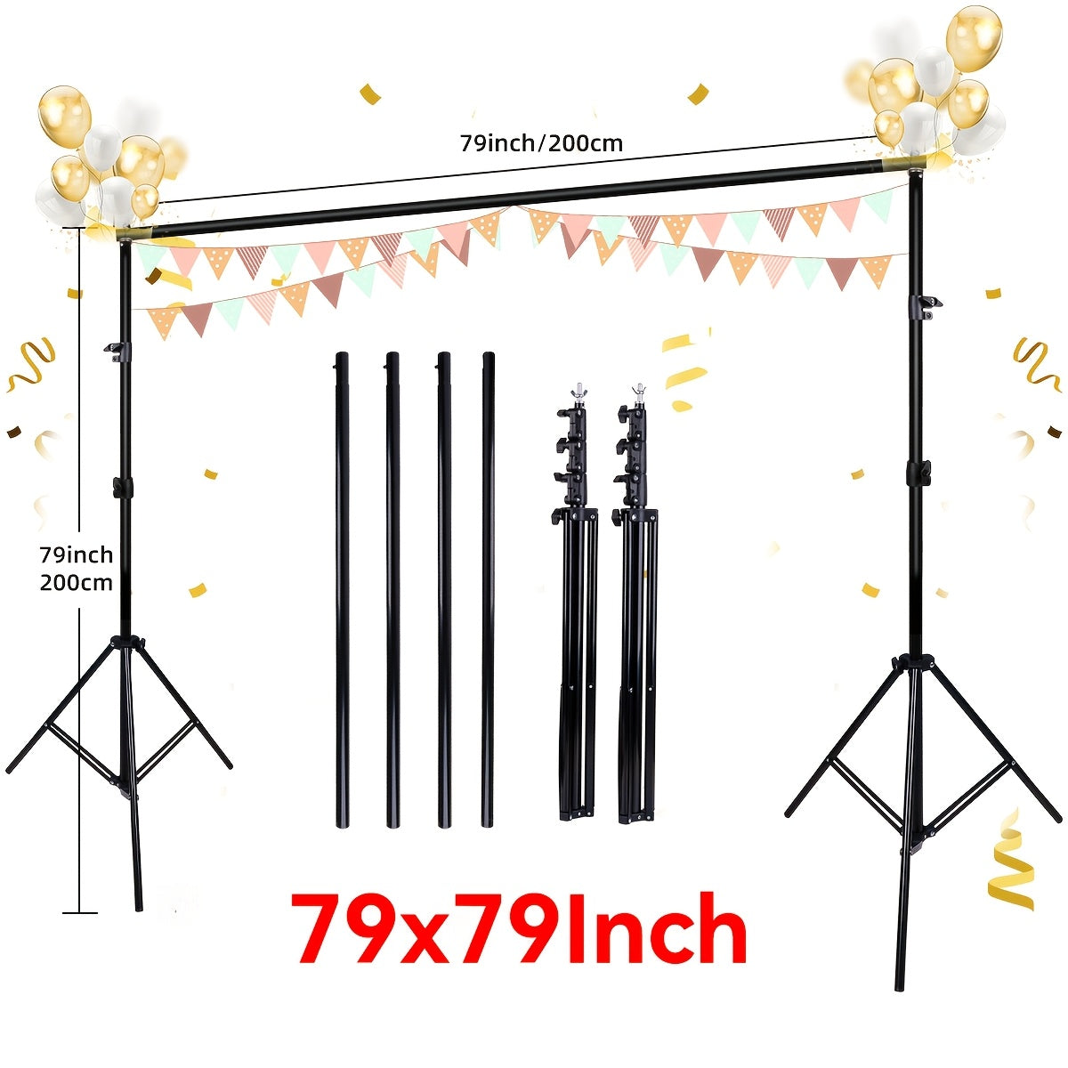 LANKEMP 7x7ft Background Stand for Photoshoot, Adjustable Backdrops Stand for Parties, Photography, Photo Booth, Projector Screen, Movie Screen, Portraits, StreamingPhotobooth Props