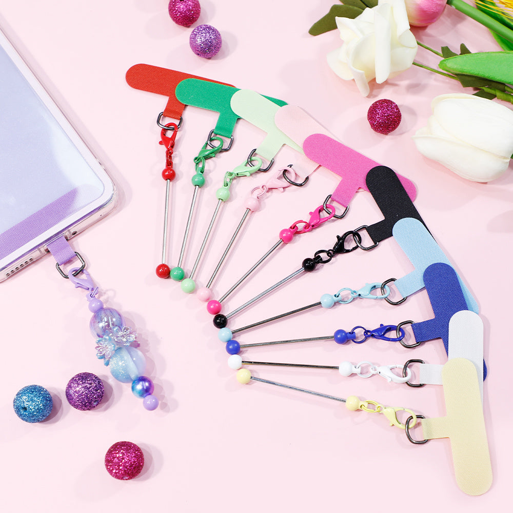 30pcs/15pcs Beadable Phone Tether Tab Set with Blank Beadable Bars, DIY Phone Lanyard Adapter Kit for Phone Charms, Keychains & Phone Decorations, Wedding Holiday, Best Friend Gifts