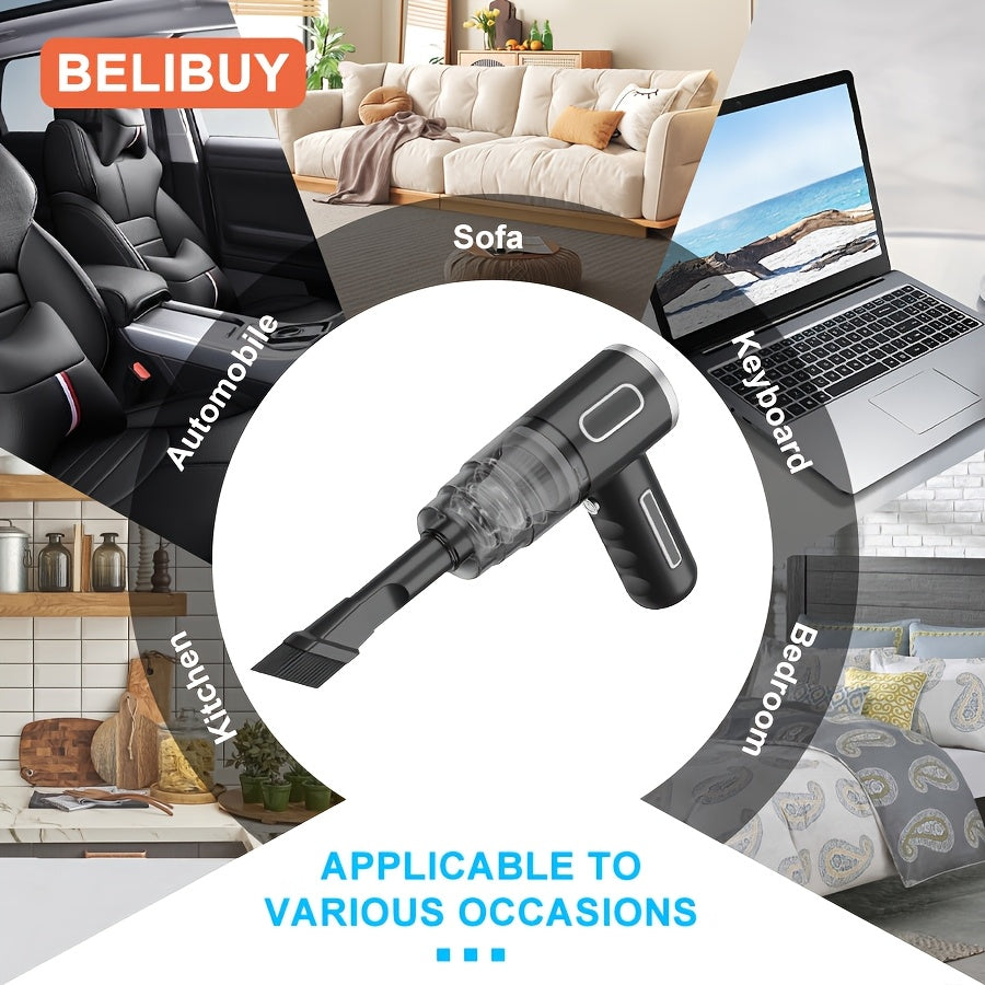 [Belibuy Wireless Mini Vacuum] Belibuy Wireless Mini Vacuum Cleaner | Cordless Handheld Vacuum with Strong 3KPa Suction, USB-Powered, Portable Compact Design, Long Reach Tube & Brush Heads, Lightweight for Car, Home, Office, Electronics - Ideal for Small