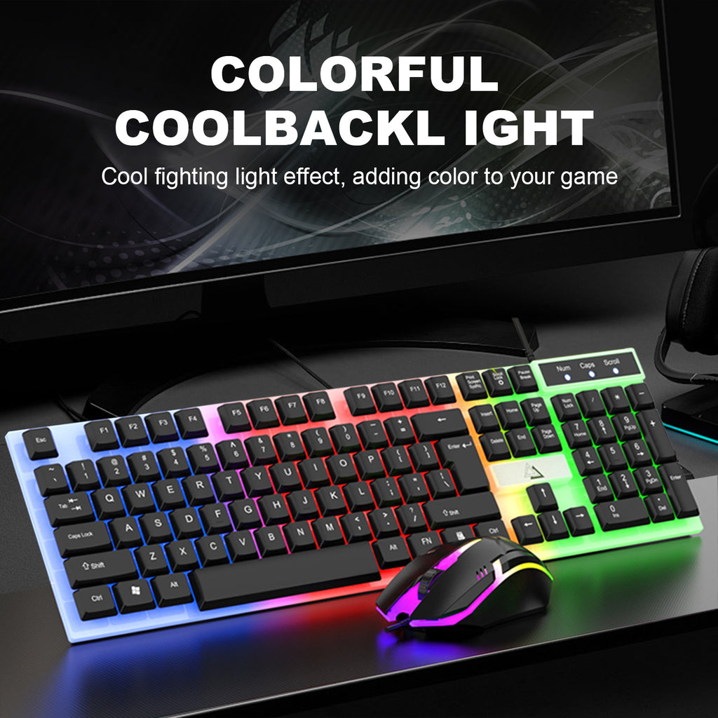 Computer Desktop Gaming Keyboard and Mouse Set Wired USB Keyboard and Mouse Combo with Backlight for PC