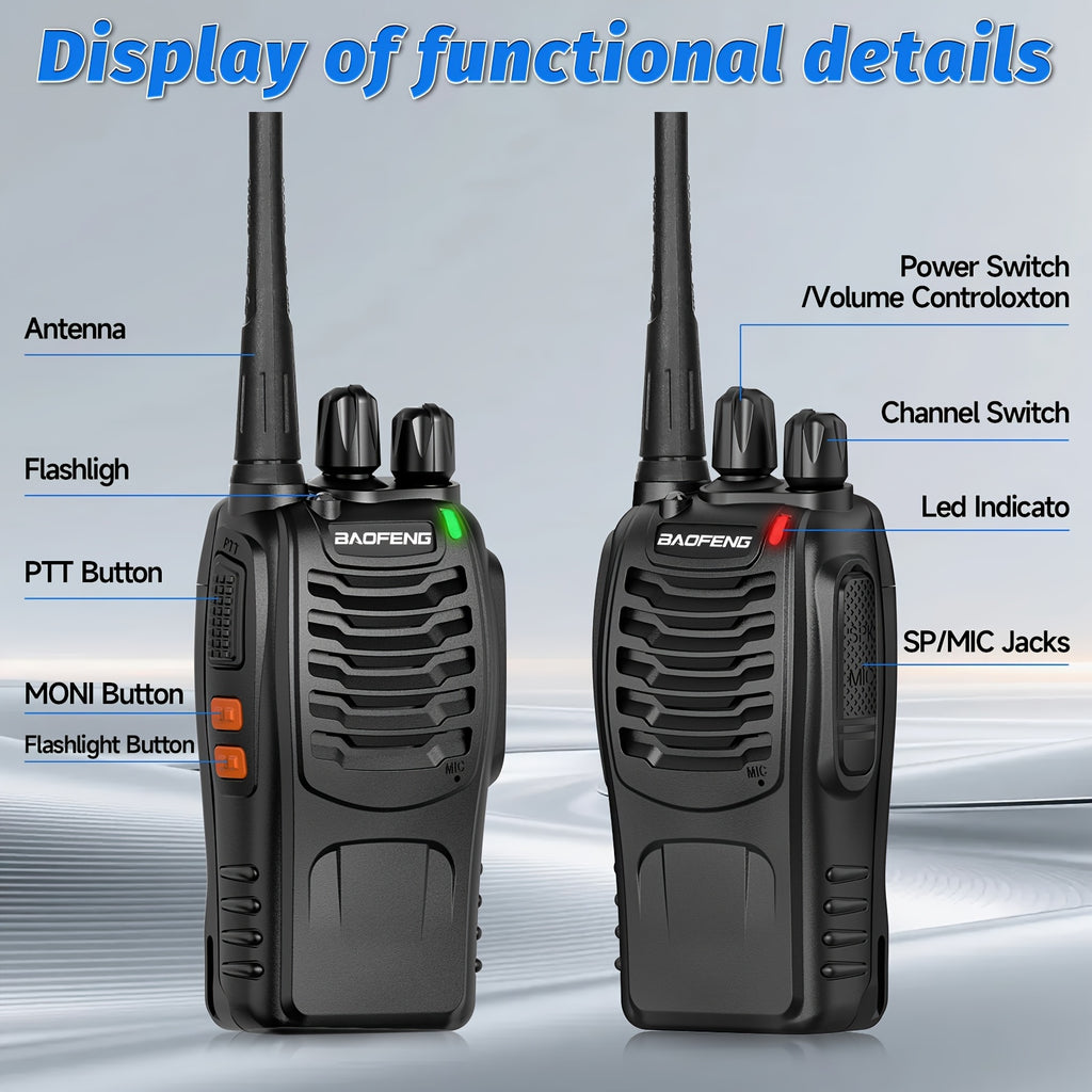 [Walkie Talkies for Camping] Baofeng Long Range Walkie Talkies for Adults With Earpieces, 16 Channel Rechargeable Handheld Two Way Radio Walky Talky With Flashlight VOX for Adventure Family Camping Hiking Skiing Cruise (1/2/4/6/8/10 Pack)