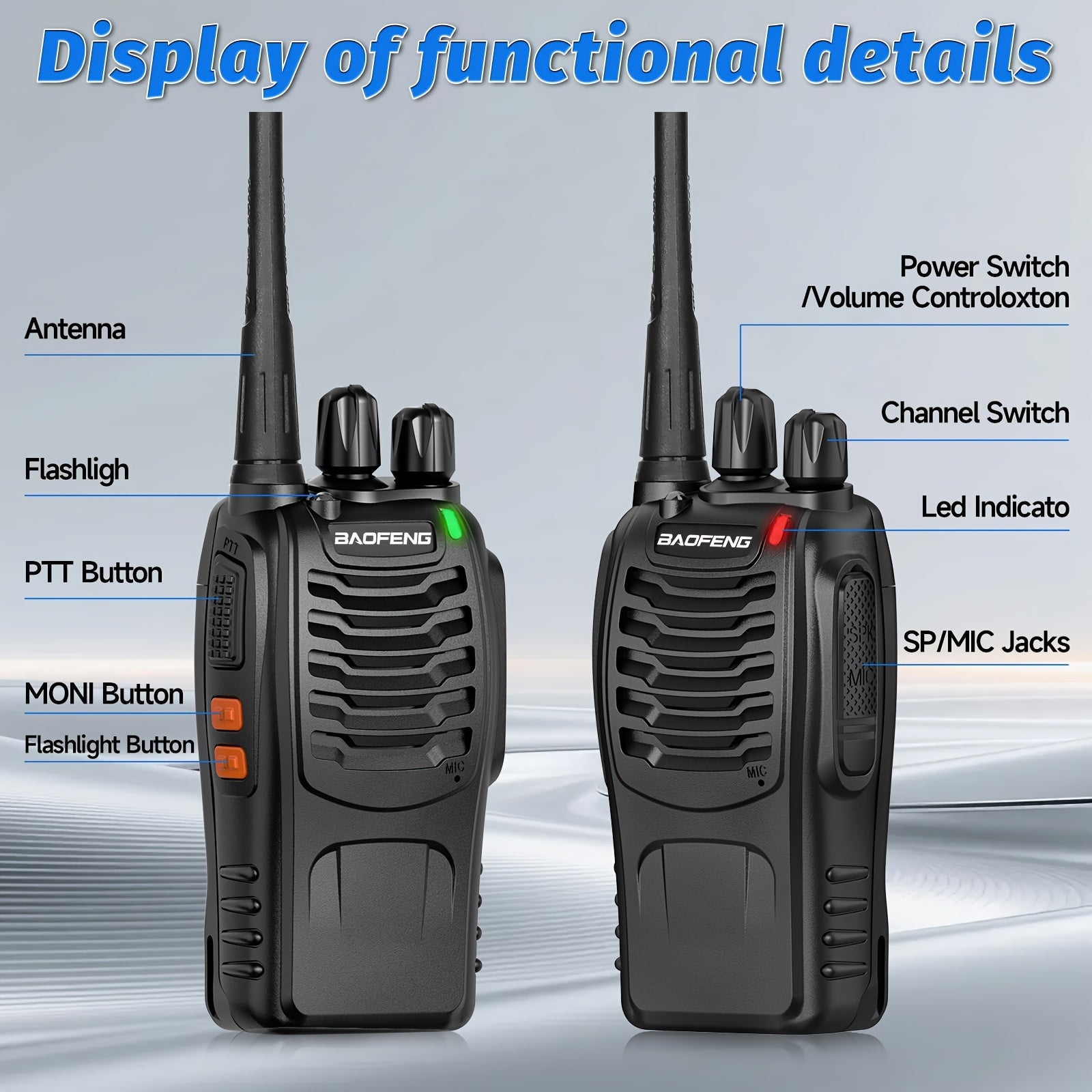 [Walkie Talkies for Camping] Baofeng Long Range Walkie Talkies for Adults With Earpieces, 16 Channel Rechargeable Handheld Two Way Radio Walky Talky With Flashlight VOX for Adventure Family Camping Hiking Skiing Cruise (1/2/4/6/8/10 Pack)
