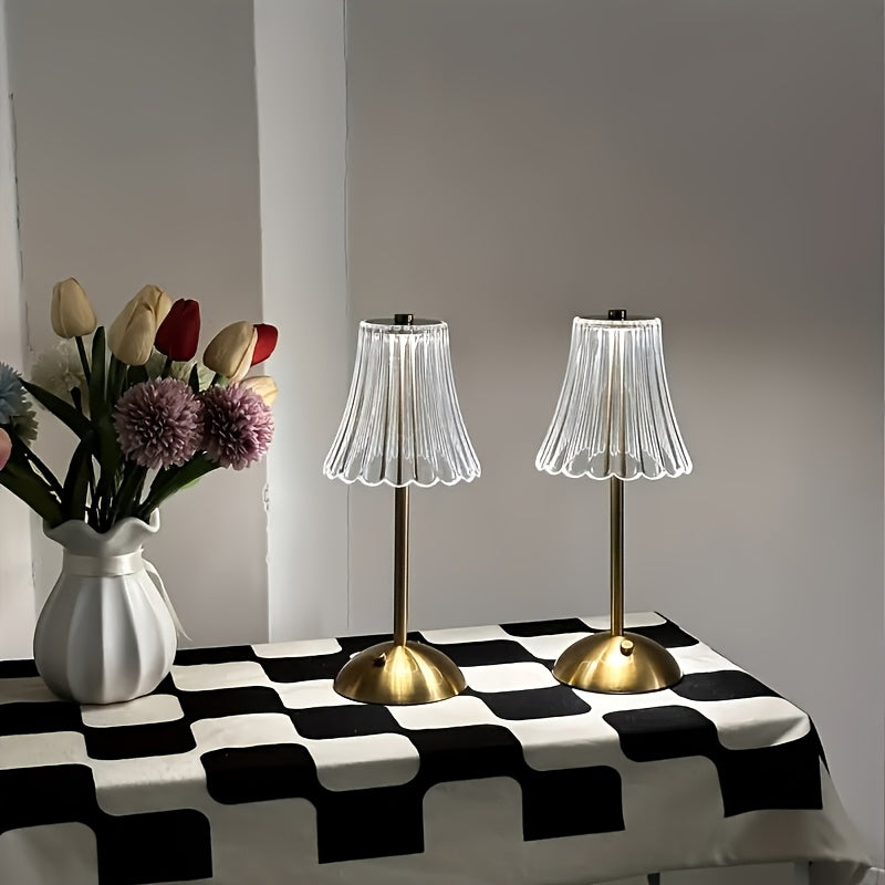 1pc/2pcs Vintage Mini Lamp, Suitable for Household, Dining Table, Dining Room Cordless Table Lamp, Golden Rechargeable Lamps, USB Charge 12'' Tall LED Brass Portable Outdoor Indoor Table Lamp, 3-Color LED Small Portable Touch Lamp.Halloween
