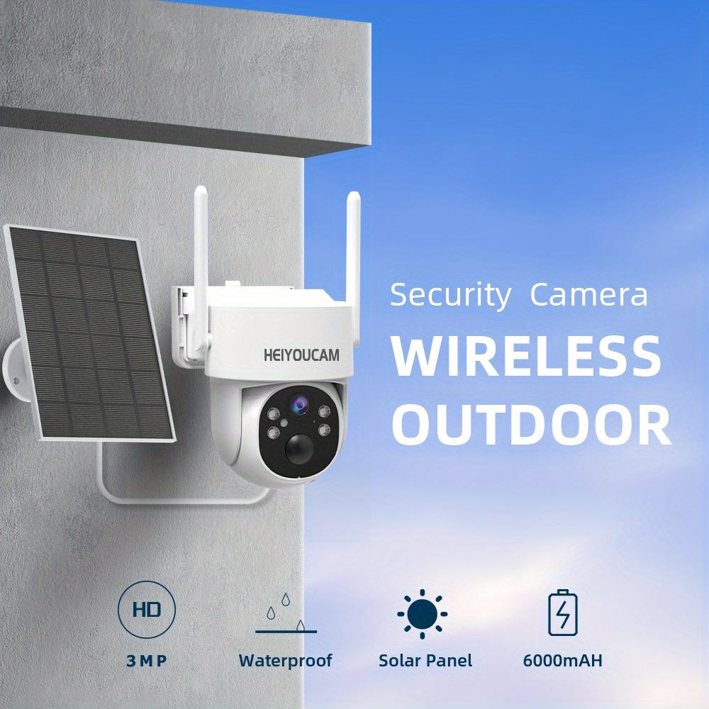 3MP Solar Security Cameras | Wireless Outdoor with 360° View, Smart Siren, Spotlights, 3MP HD Color Night Vision, AI Human Detection, 2-Way Talk, Human Tracking, Weatherproof, Wall Hanging, Motion-Sensor, Wi-Fi Function