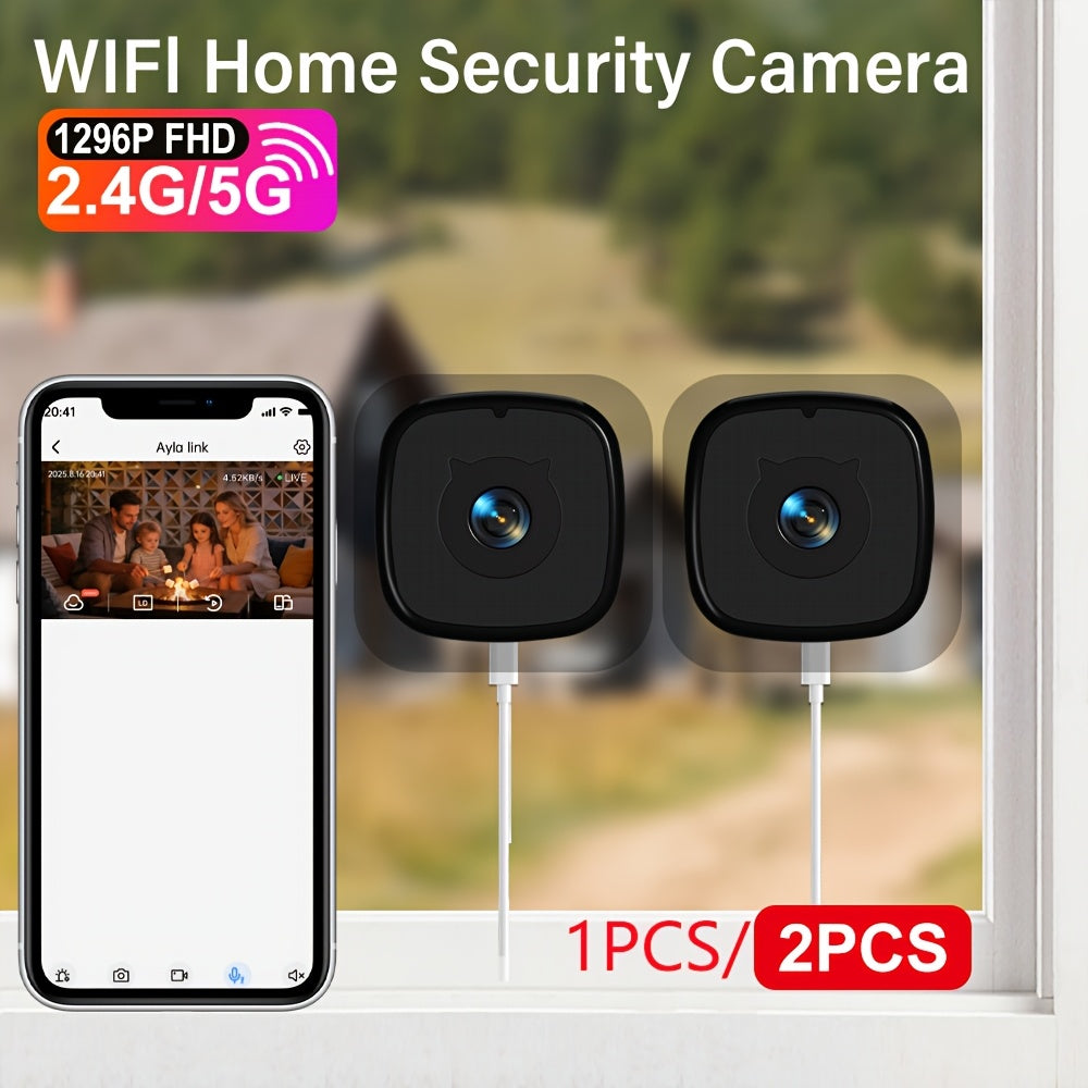 1pc/2pcs/4pcs Window Camera With 2.4G/5GHZ AI Motion Detection & Full-Color Night Vision - 3MP FHD Video, Wide Angle, Wi-Fi Monitored Camera Suitable For/Office Surveillance, App-Controlled