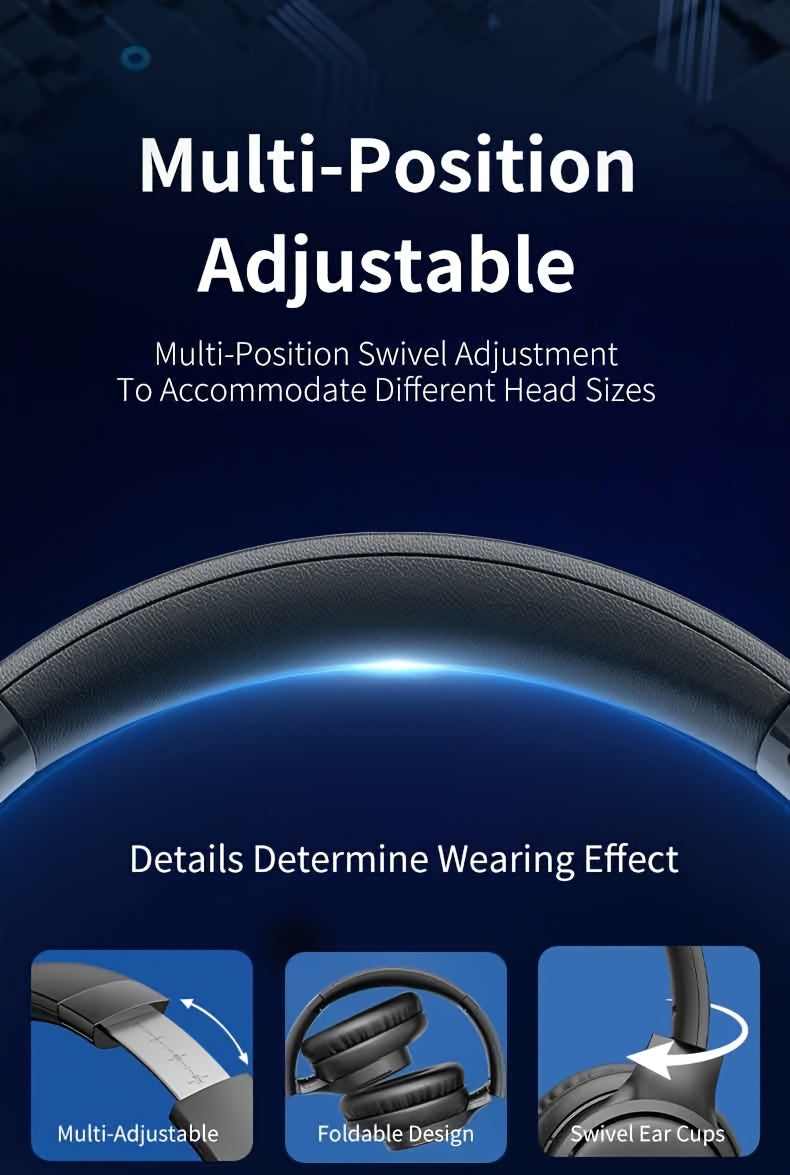 KVIDIO Wireless Over-Ear Headphones, Rich Bass, Hifi Stereo, Low Latency, 65 Hours Ultra-Long Battery Life, with Microphone, Foldable Lightweight Design, Suitable for Travel, Work