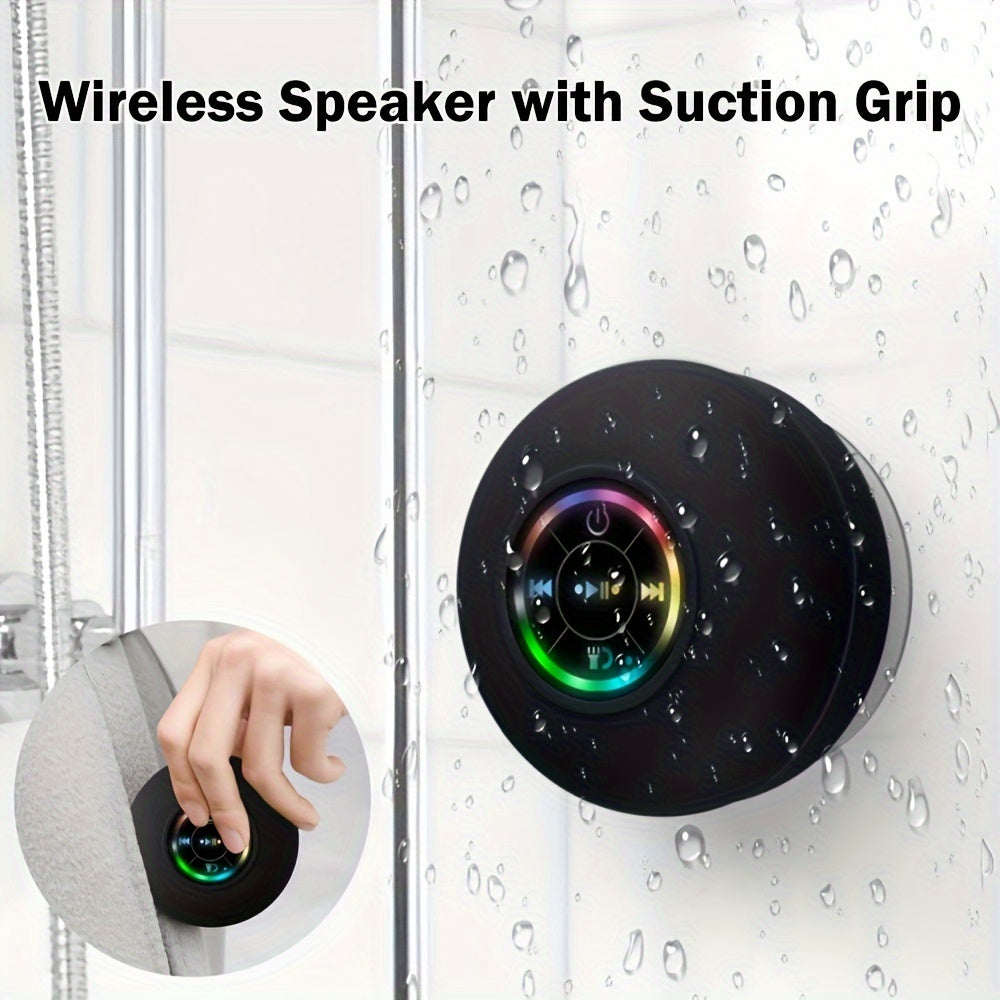 LED bathroom sound wireless speaker USB charging 400mAh button control comes with large suction cups
