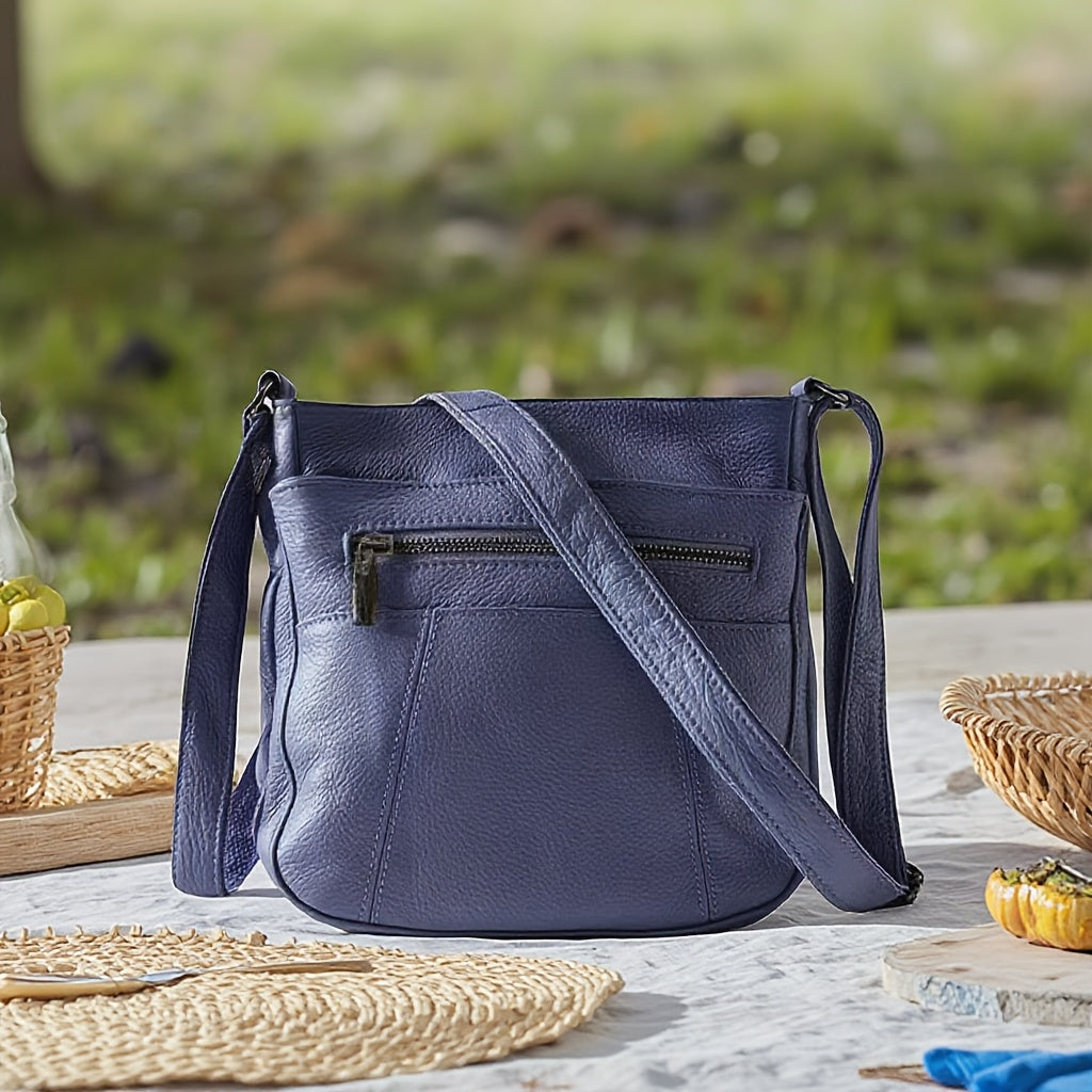 Genuine Leather Pockets Laptop Messenger Shoulder Bag Luxurious, Versatile, And Spacious with Ample Storage - Handbag Purse Cross Body Organizer Smart Phone Bag Multi Layer Zipper Anti-theft Student Gift Idea