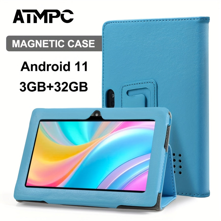 ATMPC 7 Inch Gaming Tablet, Android 11, 3GB RAM+32GB ROM (Expandable to 128GB), 2.4Ghz WIFI, BT 4.2, Quad-Core, 1024*600 HD IPS Display Tablet PC, Magnetic Case, Mini Gaming Tablet, School Supplies, Office Supplies And Additions, Tablet, Pad