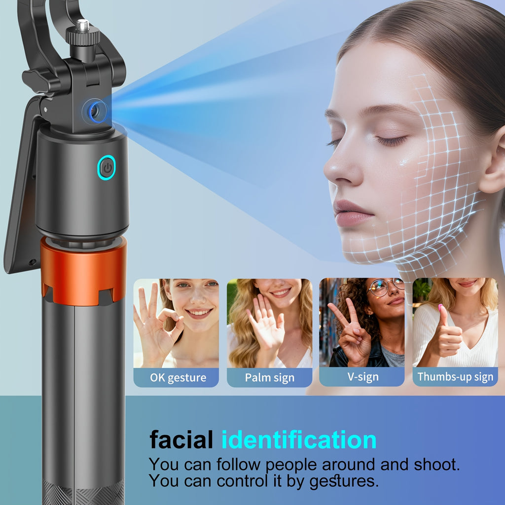 AI Face Tracking Tripod with Remote, 70.87inch Extendable Pole, 360° Phone Rotating Stand, AI Smart Tracking Selfie Stick for iPhone & Android, Vlogging & Live Streaming
