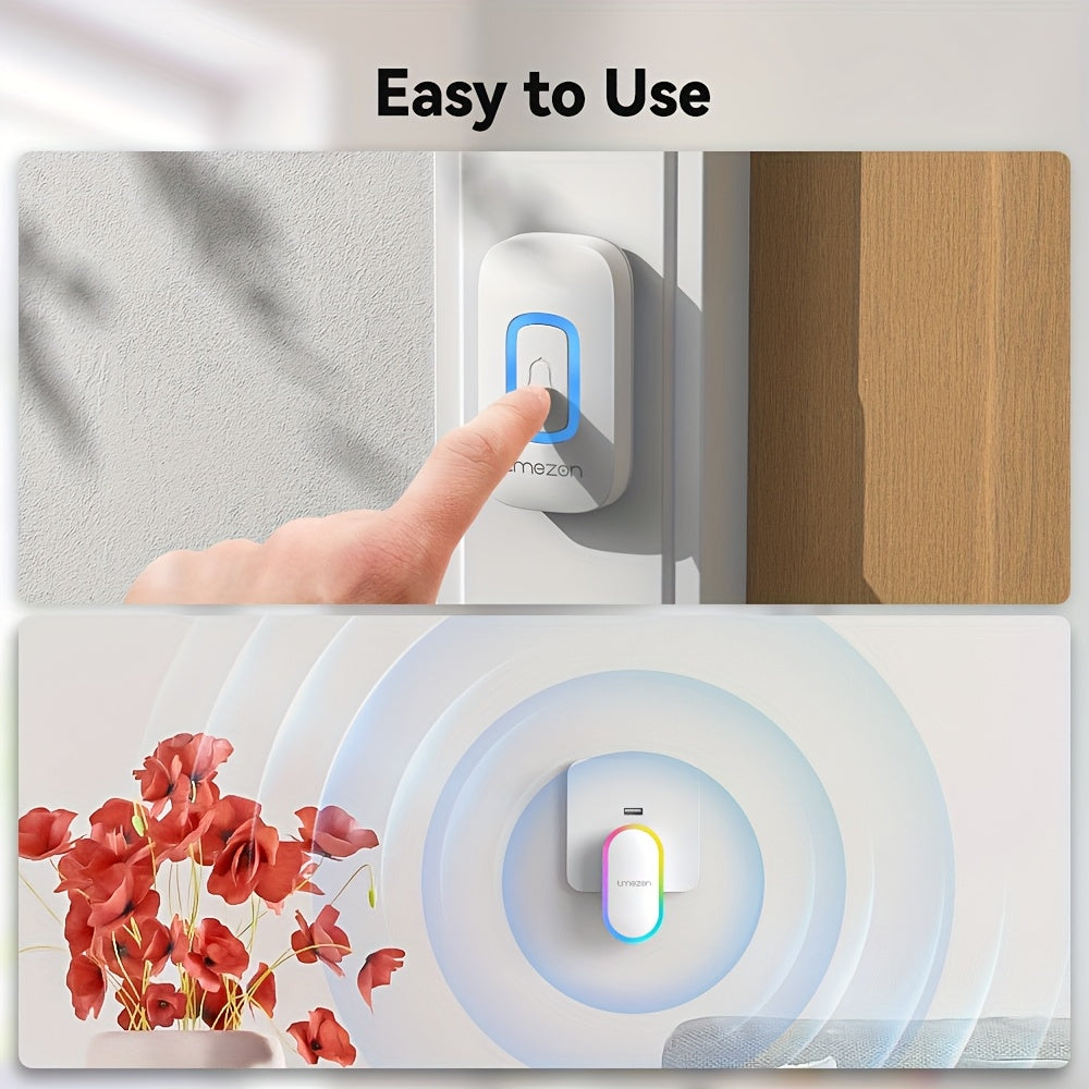 TMEZON Office Call Bell, USB Musical Doorbell Kit, Door Bell Chime, Musical Doorbell, 60 Melodies, 5 Volume Levels, Colourful LED For Home Security Outdoor, Local Warehouse, Mother'S Day Gifts
