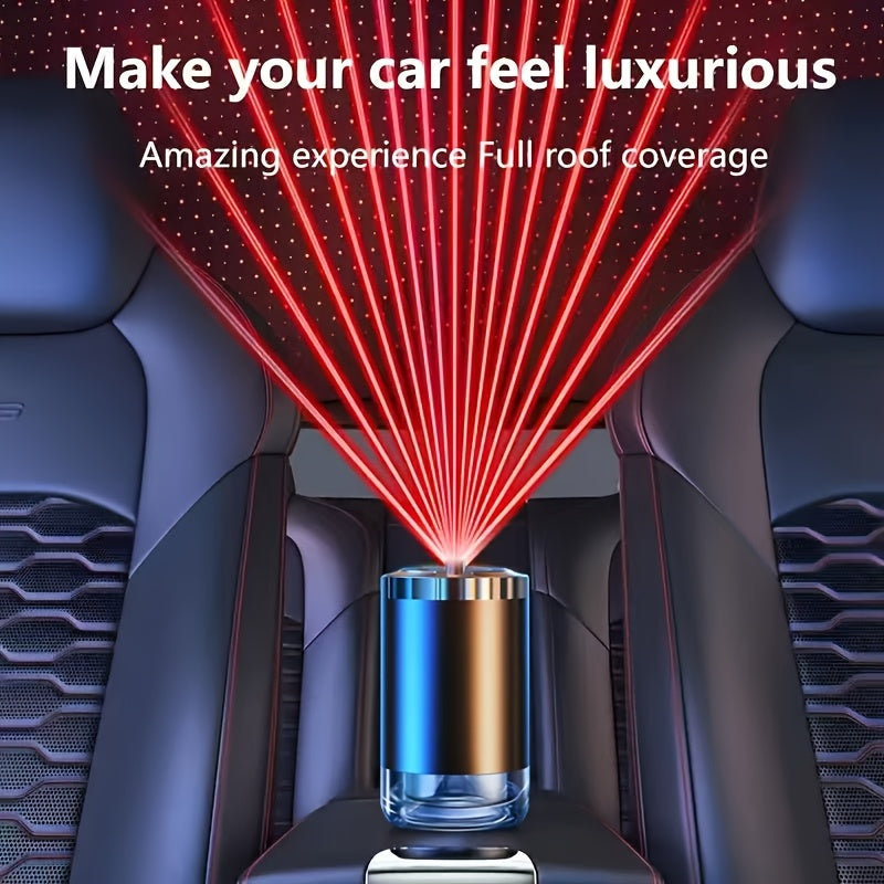[Car Aroma Diffuser] Smart Car Aroma Diffuser - Comes With 1/3 Bottles Of 50ml Ocean-Scented Essential Oils, Car Air Freshener, Car Aroma Diffuser, Humidifier, Starry Sky Projection, And Ambient Light. Essential Oil Diffuser, The Essential Oil Diffuser Fe