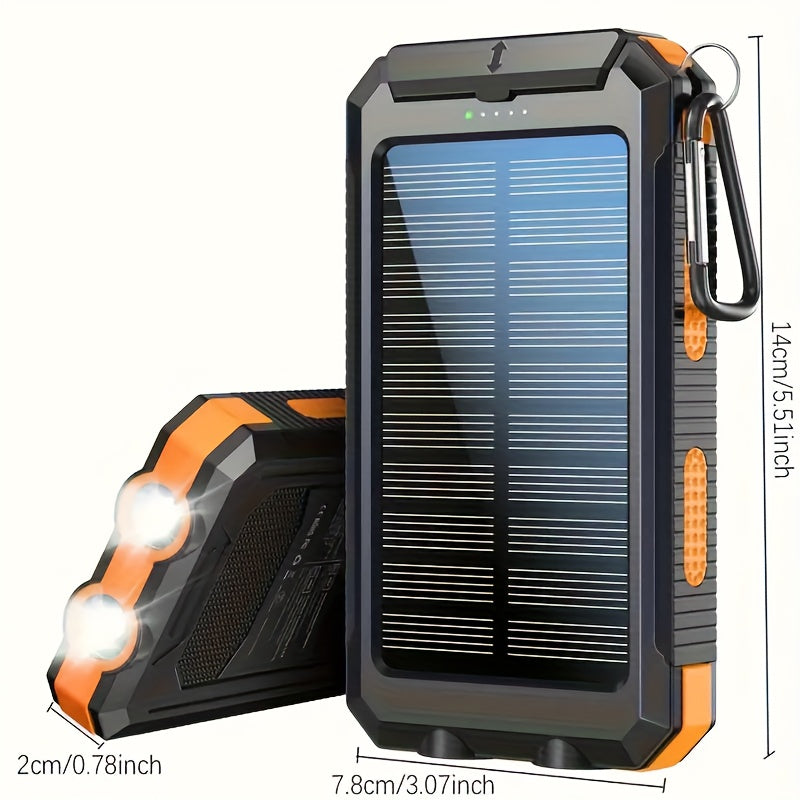 20000Mah USB Portable Charger Solar Power Bank, Dual 5V USB Port Output for All Mobile Devices Built-In Flashlight with Compass for Outdoor Camping Emergency Use, Power Bank Portable Portable Power Bank Solar Power Bank Battery Power Bank