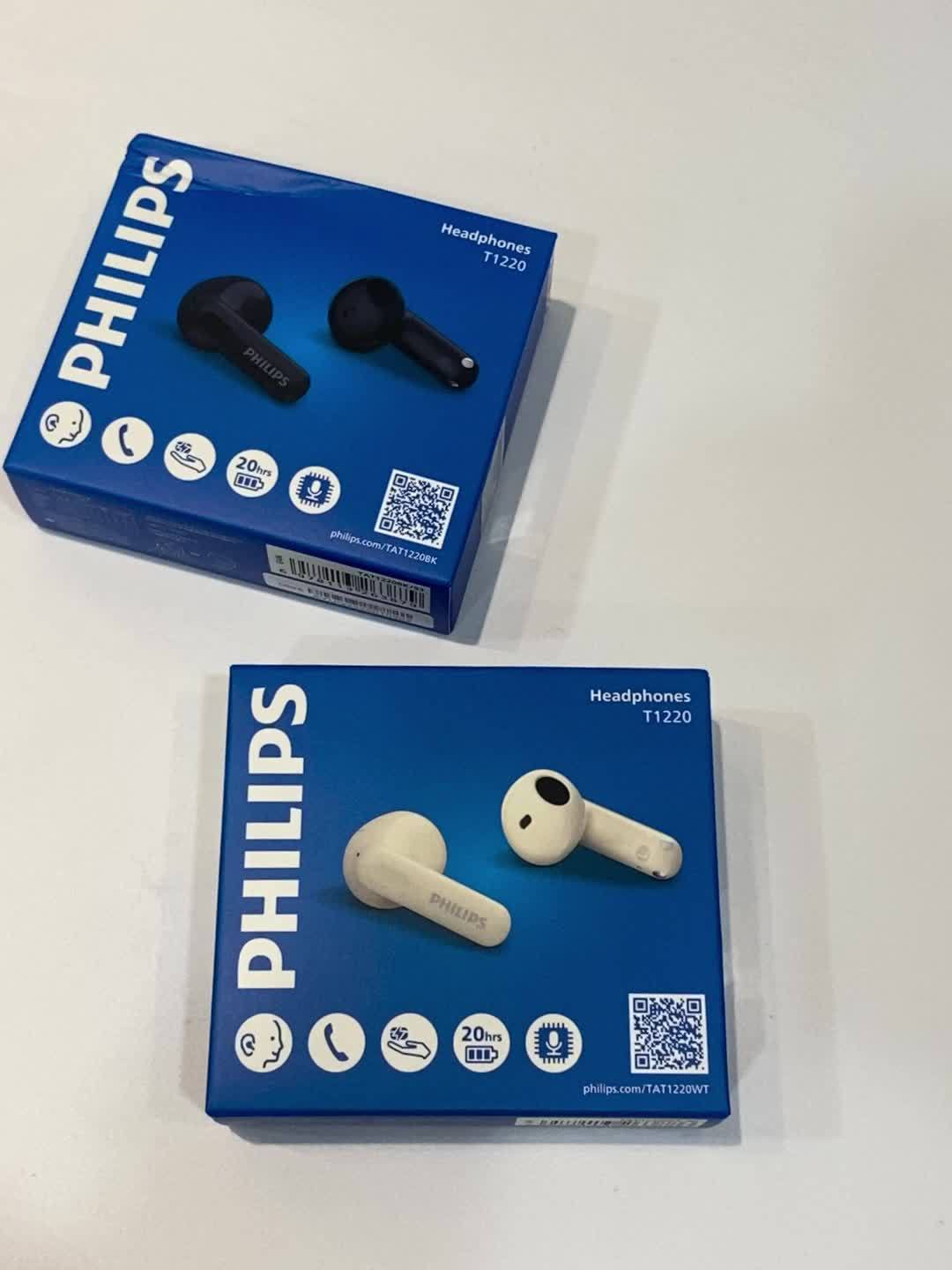 Philips TAT1220 Wireless Bluetooth Headset, Upgraded to Version V6.0, Active Noise Canceling, Touch Control, 360 ° Surround Sound, Open Design, Type-C Charging, In-Ear Earbuds, Suitable for Sports & Daily Use, Phone and Camping