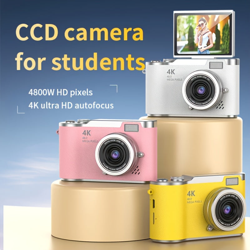 4K HD Digital Camera, 2.4 Inch Flip Screen, Professional Photography And Video Recording Tool, Ideal for Beginners Vlog, Perfect Gift for Thanksgiving And Christmasexcluding TF Card)