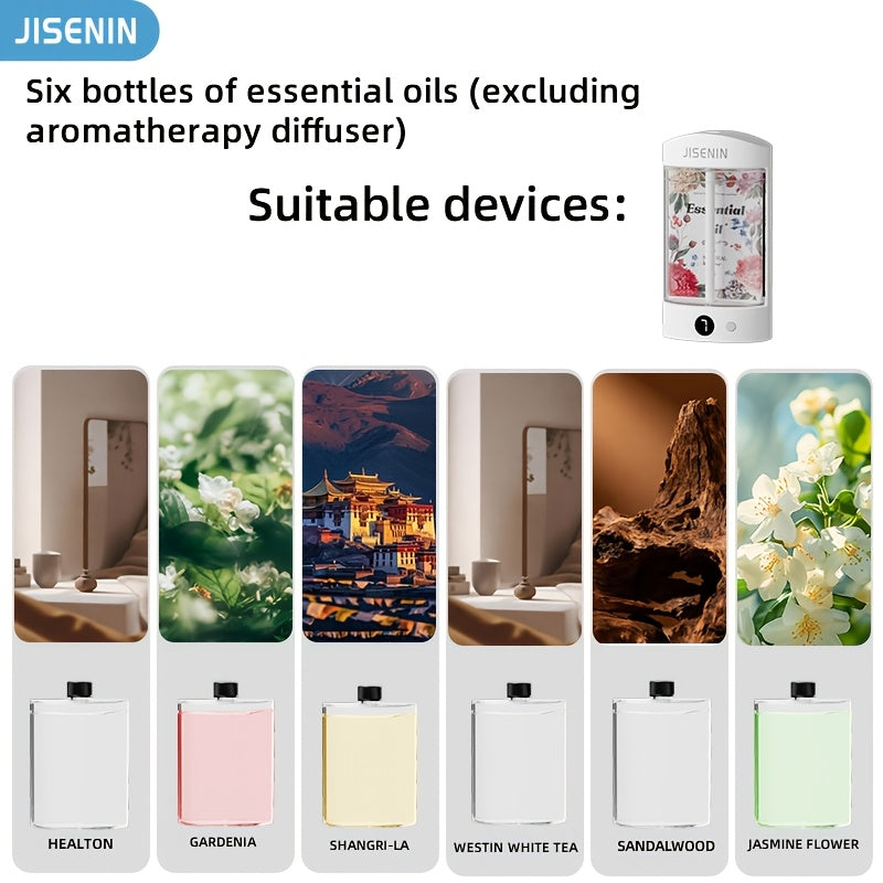 2-in-1 Portable Mini Aromatherapy Machine & Humidifier, 7-level Timing Spray with Silent Operation, LED Digital Display, Long-lasting Battery Life with USB Charging, Automatic Shut-off, Equipped with 1|3|6 Bottles Of Essential Oils In Different