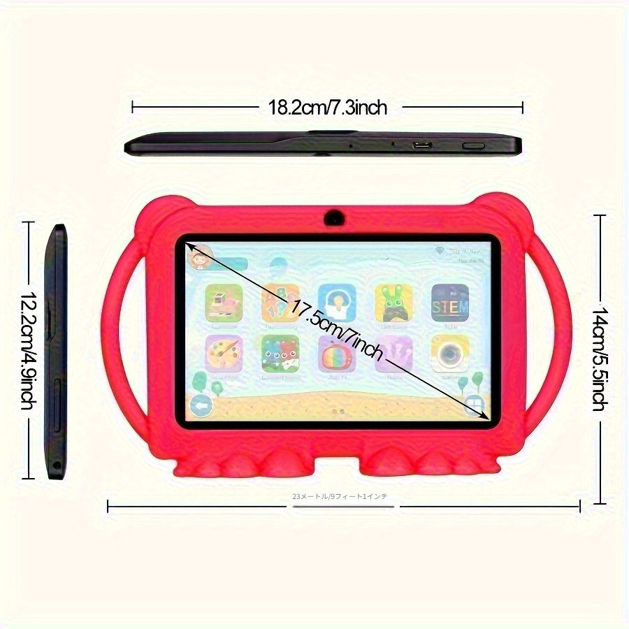[Christmas Gift] ITMEIPC 7-inch Android 14 Tablet with Protective Case | 4GB RAM, 32GB ROM, Mali T820 MP1 Quad-Core Processor, HD IPS Display, Parental Mode, Dual Camera, Shockproof Case, Supports USB OTG, Wi-Fi 6, Blue/Pink - Perfect Christmas Gift for S
