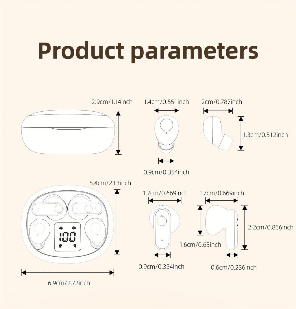MSHUKCOE 2in1 Wireless Wireless Headphones, Mini Invisible Sleep Earbuds, Sports Noise Cancelling Earphones Comfortable To Wear, Low Bass 6D Sound Effect HIFI Music, For Leisure, Office, And Classroom, Long Battery Life, Suitable For Birthday Gifts