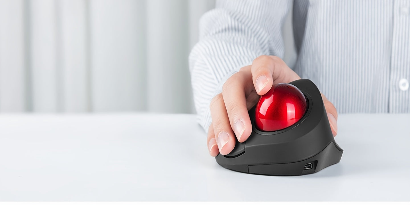 Nulea Wireless Ergonomic Trackball Mouse, Rechargeable, BT Rollerball Mouse, 44mm Index Finger Trackball, 5 Adjustable DPI, Compatible with PC, Laptop, Mac