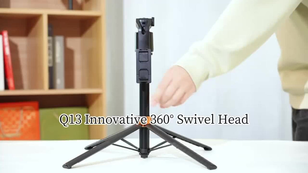 QAML 2025 NEW Q13 Aluminum Alloy Selfie Stick Tripod with 360° Face Recognition, Multi-Function Phone Holder with Remote, Extendable Travel Stand for iPhone, Android, Camera, Live Streaming, Video Platforms Vertical Adjustment for iPhone & Xiaomi Smartpho