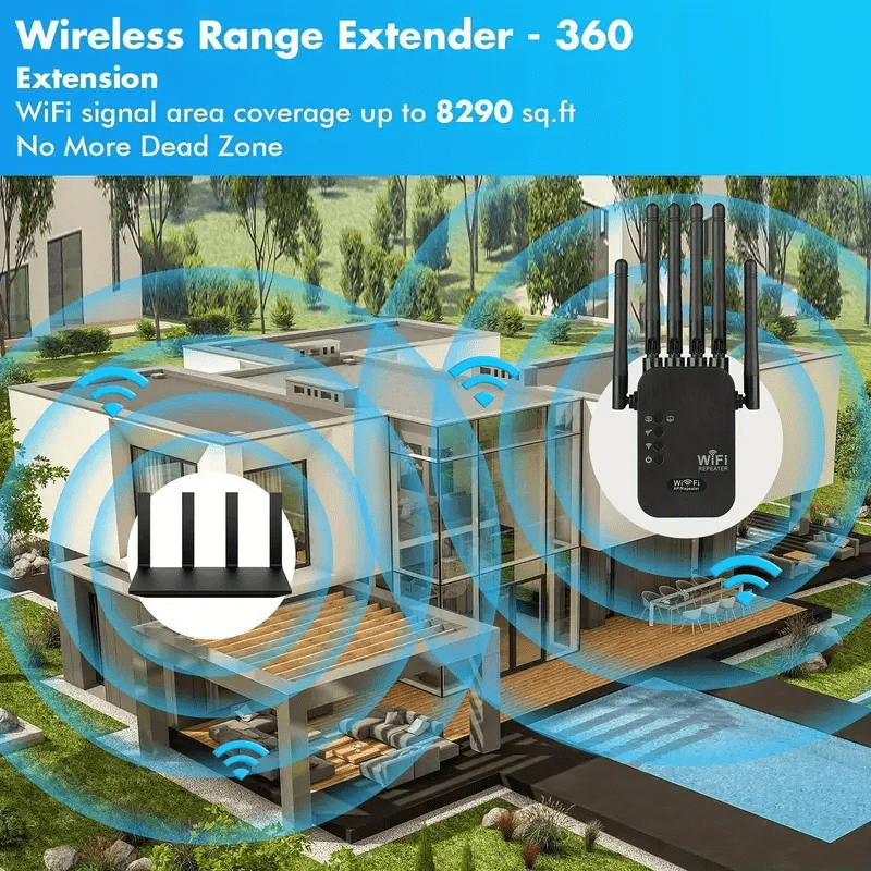 WiFi 6 Signal Enhancer - Black Model, Equipped with 6 Antennas, Wide Coverage, Wall Penetration, Support for Smart Routers, Modern WiFi Enhancer, Compact WiFi Enhancer, Coffee Shop Internet Accelerator, Portable Repeater Stable Connection