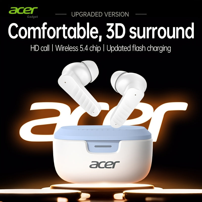 Acer Genuine New Wireless Wireless Earbuds, Mini Lightweight In-Ear With ENC Smart Noise Reduction, Long Battery Life, Ideal For Sports/Running/Cycling/Work Commute, Touch Control, Universal For Phone/Pc/Tablet, The Perfect Gift For Men/Women