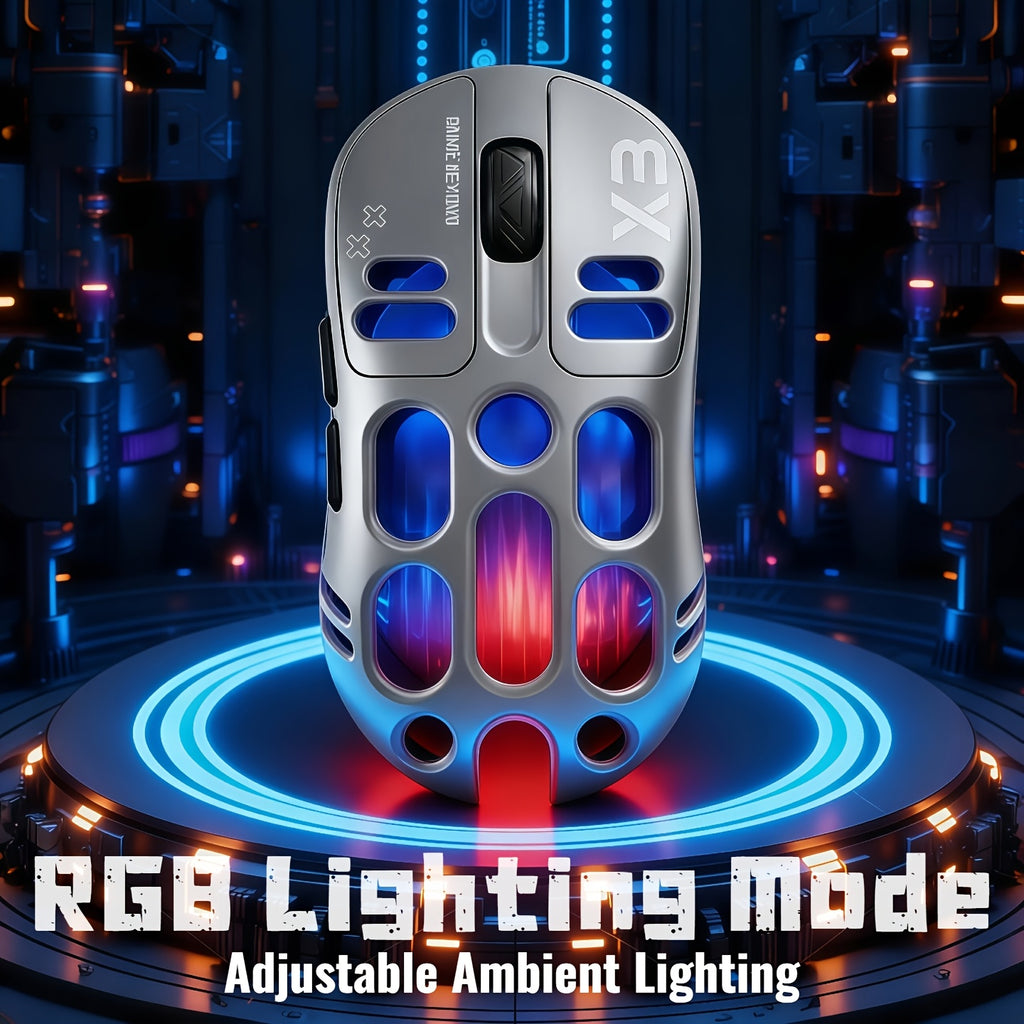 RGB Wireless Gaming Mouse - T-WOLF Rechargeable BT5.0 + 2.4G Dual-Mode Mouse, Silent 6-Button Full-Size Ergonomic Comfort for Extended Work & Gaming, Computer & Gaming Accessories, Cool RGB Desk Setup, Back to School Gift