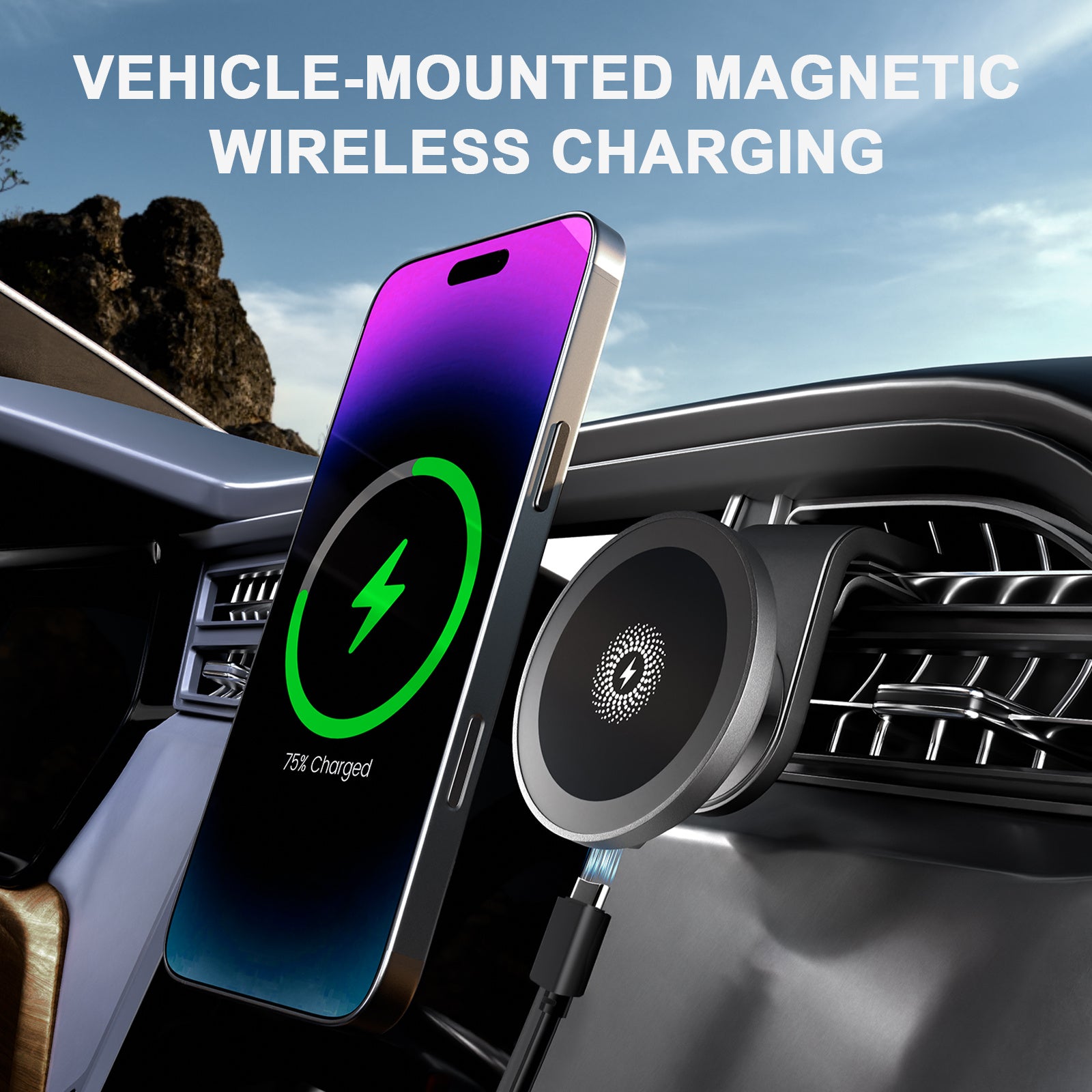 15W Maximum Fast Magnetic Wireless Car Charger Mount, Vehicle Phone Holder for Iphone 17/17 Air 16/16 Pro/16 Plus/16 Pro Max/15/14/13/12 Series, Compatible with for Samsung Galaxy Series And Android Phones, Supports Multiple Devices