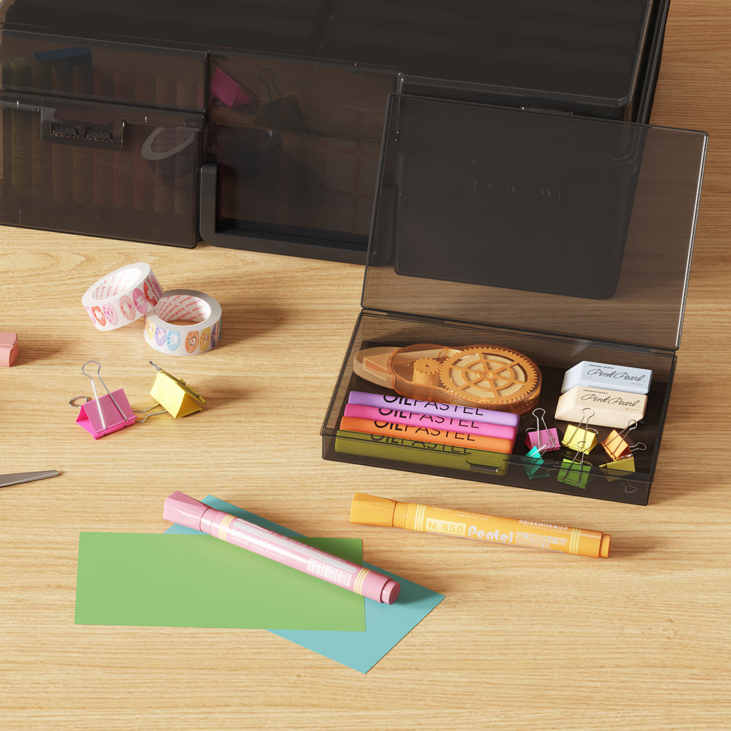 Photo Storage Box 4x6 Photo Case, 14 Inner Photo Keeper, Clear Photo Boxes Storage with 1 Sheet Label Sticker, Plastic Craft Storage Box with lids for Cards Pictures Stamps Office Supplies