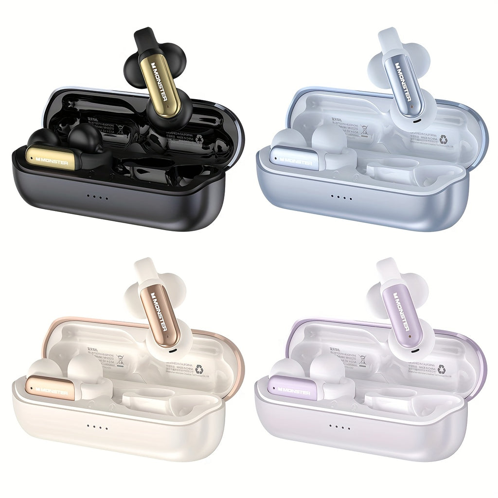 Monster Wireless Earbuds Open AC601, Comfort Clip-On Earbuds, Open Headphones with Environmental Noise Cancellation, Touch Control Wireless Headphones