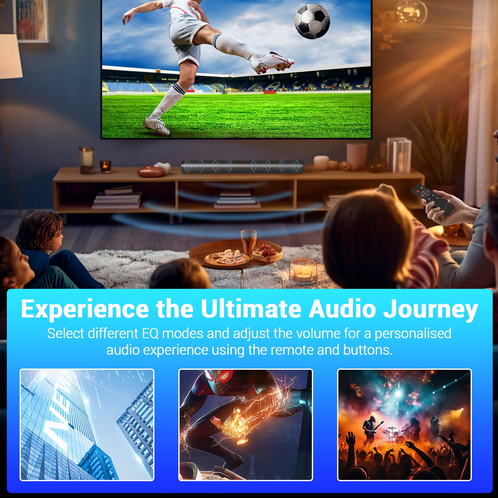 Separable All-in-One Home Theater Sound Bar, Surround Sound System TV Soundbar with 4pcs 5W Magnetic Speakers and 1pc Echo Tube, Supports Wireless, AUX Connection for PC/Gaming/Projectors, TWS, Black