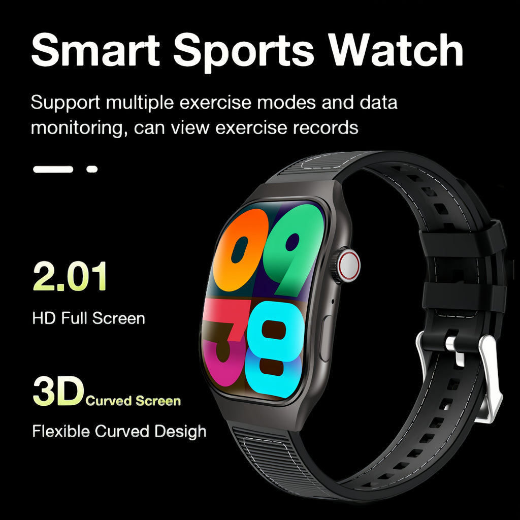 Valentine's Day Gift - Unisex Curved Screen Smartwatch, Supports Wireless Calling and Bluetooth 5.2 - High Quality, 1.96-inch HD Display, 360° Panoramic View, Rechargeable Battery, Fitness Tracking, Outdoor Sports, Fashionable Smartwatch