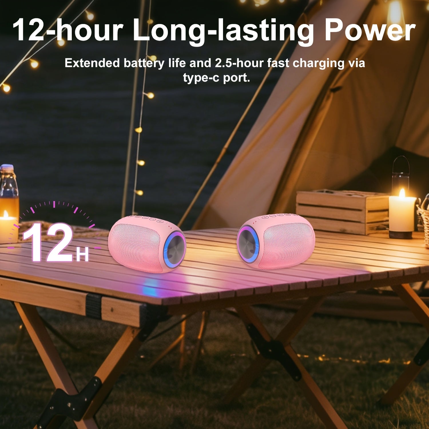 Foubeak Wireless Speaker, A Portable Speaker With Exceptional Sound Quality, A Pink Speaker With Colored Lights, A Dual-speaker Speaker, A Perfect Christmas Gift.