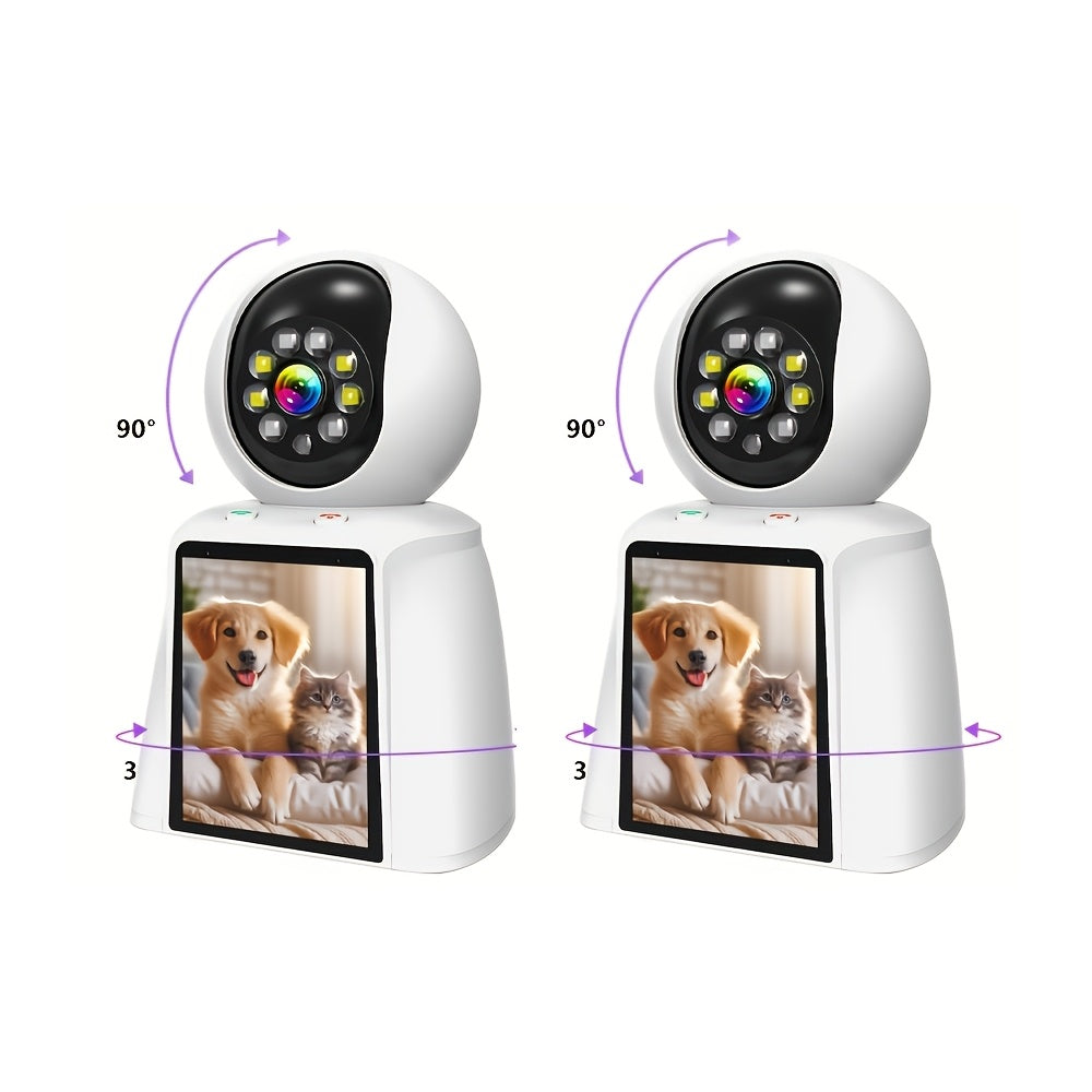 3 Inch Screen Pet Camera Smart Home Video Calling, Baby Kids Monitor Cameras WiFi for Home Security Indoor, Cat Dog Camara De Segurida Smartphone 2 Way Talk, 24/7 Recording, Motion Sensor Detection with Speaker