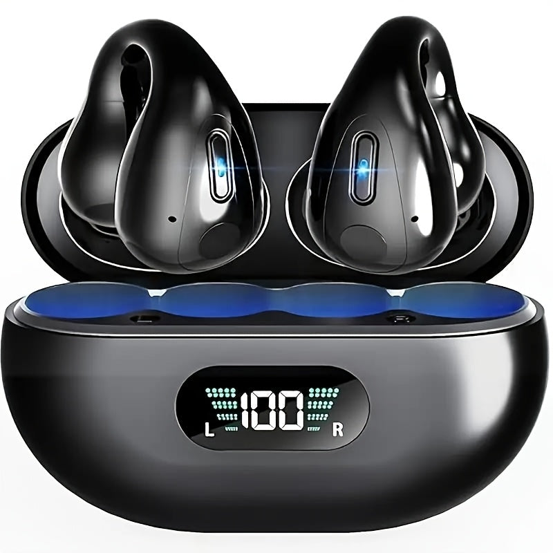 Menzluio Bone Conduction Wireless Headphones Active Call Noise Cancelling Earbuds 48 Hours Playback Time Hi-Fi Stereo Headphones for Iphone Airpod Pro/Android