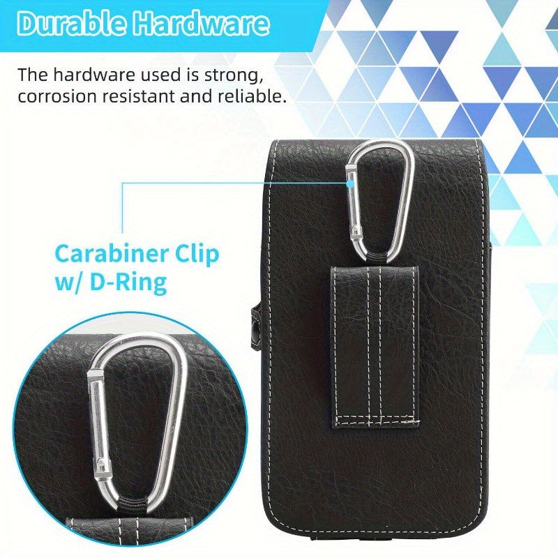 5.2 to 7.2 inch Cell Phone Pouch Case Cover Durable PU Leather Waist Belt Bag with Belt Loop Metal Clip Holster Vertical Outdoor Sports Phone Protector for iPhone 16 15 14 13 12 11 Pro Max Plus, for  Galaxy S25 24 23 22 21 Ulrta Plus FE and A Series
