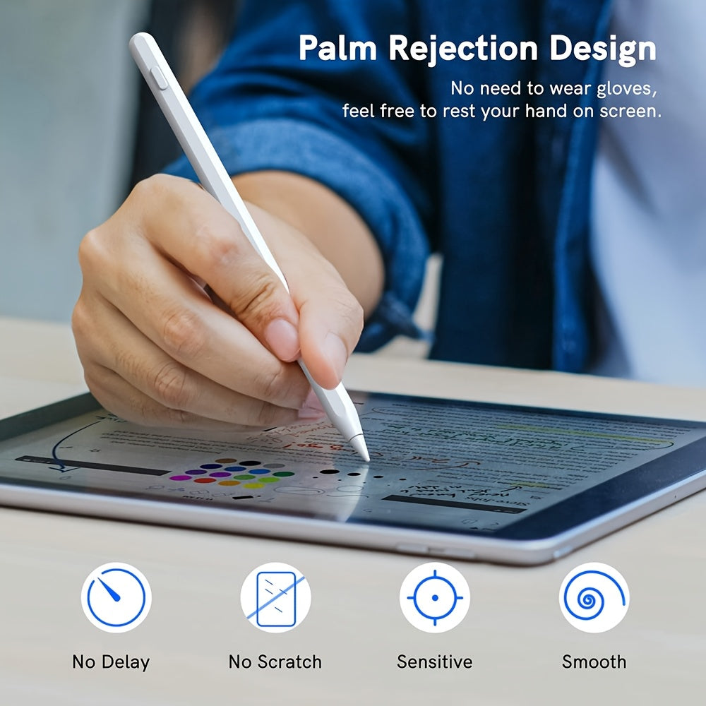 iPad Pencil 2nd Generation Stylus Pen Compatible for iPad Air 5/4/3, Mini 7/6/5, Pro 11"/12. 9"/13" Tablets with Magnetic Charging & USB, Stylus Pen with Palm Rejection, Compatible for iPad A16/10/9/8/7/6