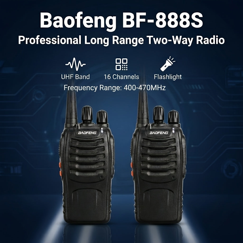 2/4/6/8/10/12pcs Baofeng 16CH UHF Walkie Talkies, 5W Two-Way Radios with USB Rechargeable Battery, 1500mAh, High-Fidelity Sound, LCD Display, for Outdoor Sports And Emergency Communication, Emergency Radios | Sleek Modern Design | Durable Build